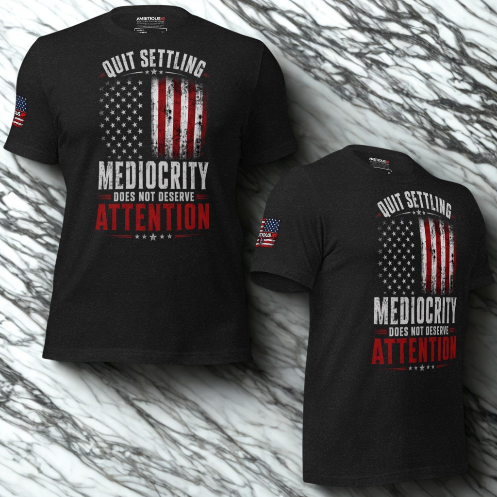 AMBITIOUS AF® 'Quit Settling' T-Shirt, 100% Airlume/Ring Spun Cotton, Unisex, Short Sleeve,