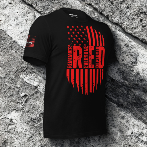 AMBITIOUS AF® 'R.E.D. Remember Everyone Deployed' 100% Airlume/Ring Spun Cotton, Unisex, Short Sleeve T-Shirt