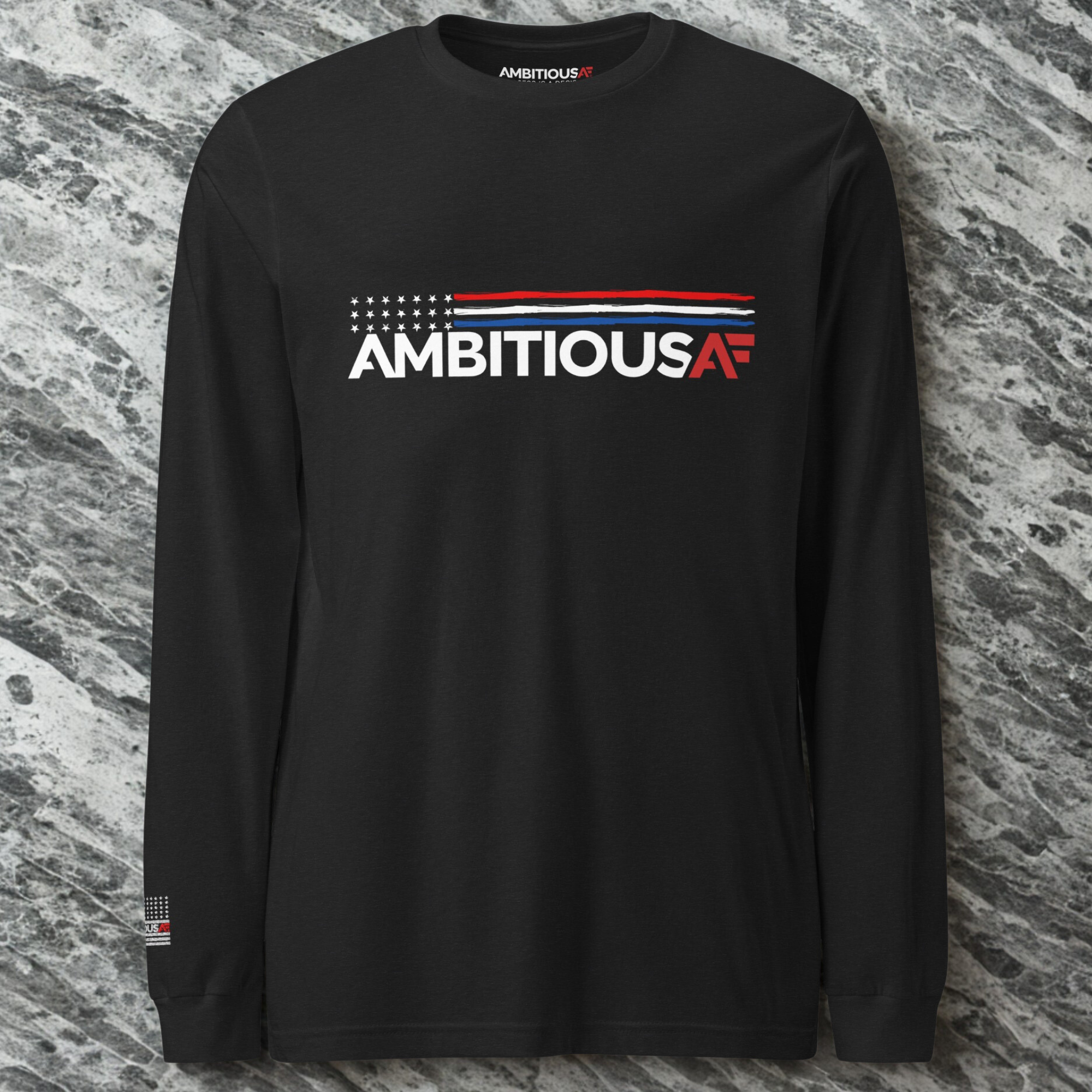 AMBITIOUS AF® LONG SLEEVE Signature T-Shirt, 100% Airlume/Combed Ring Spun Cotton, Unisex, Embroidery On Right Wrist