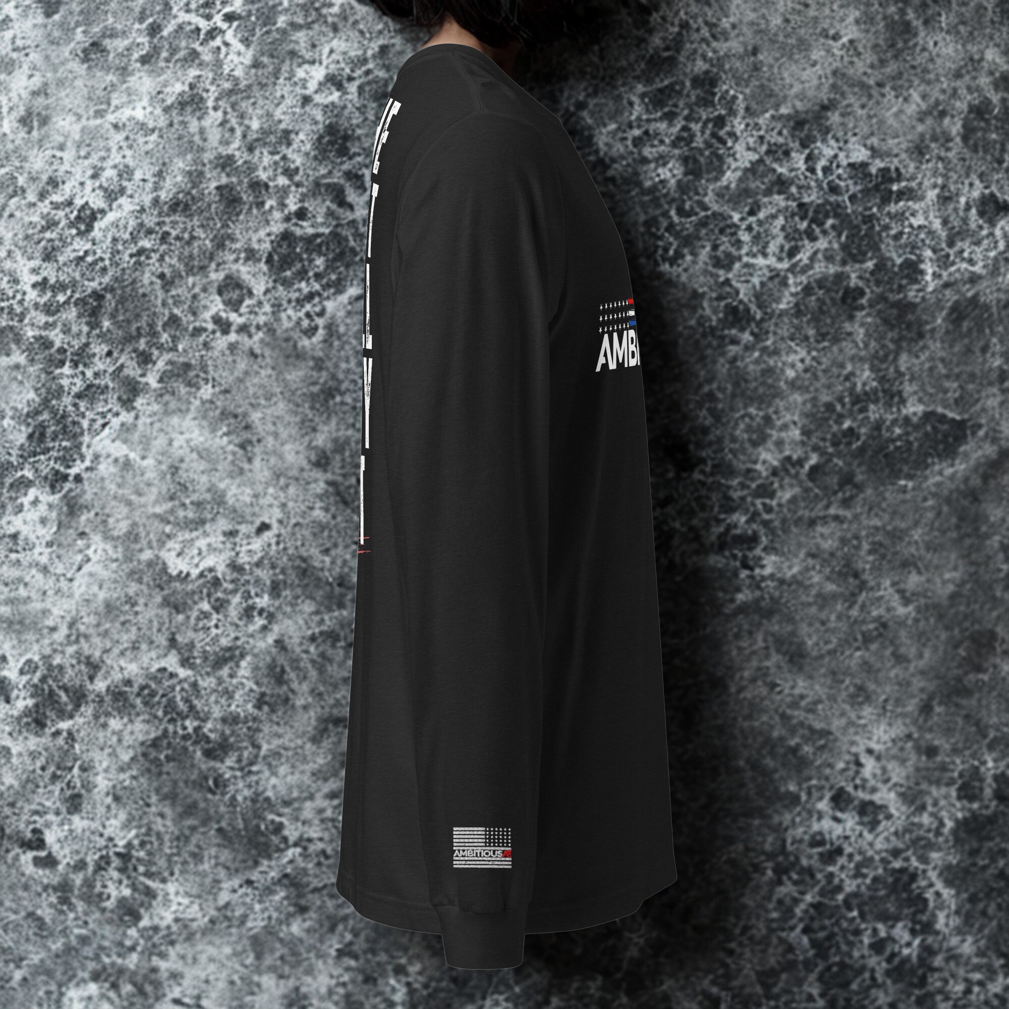 AMBITIOUS AF® LONG SLEEVE Signature T-Shirt, 100% Airlume/Combed Ring Spun Cotton, Unisex, Embroidery On Right Wrist